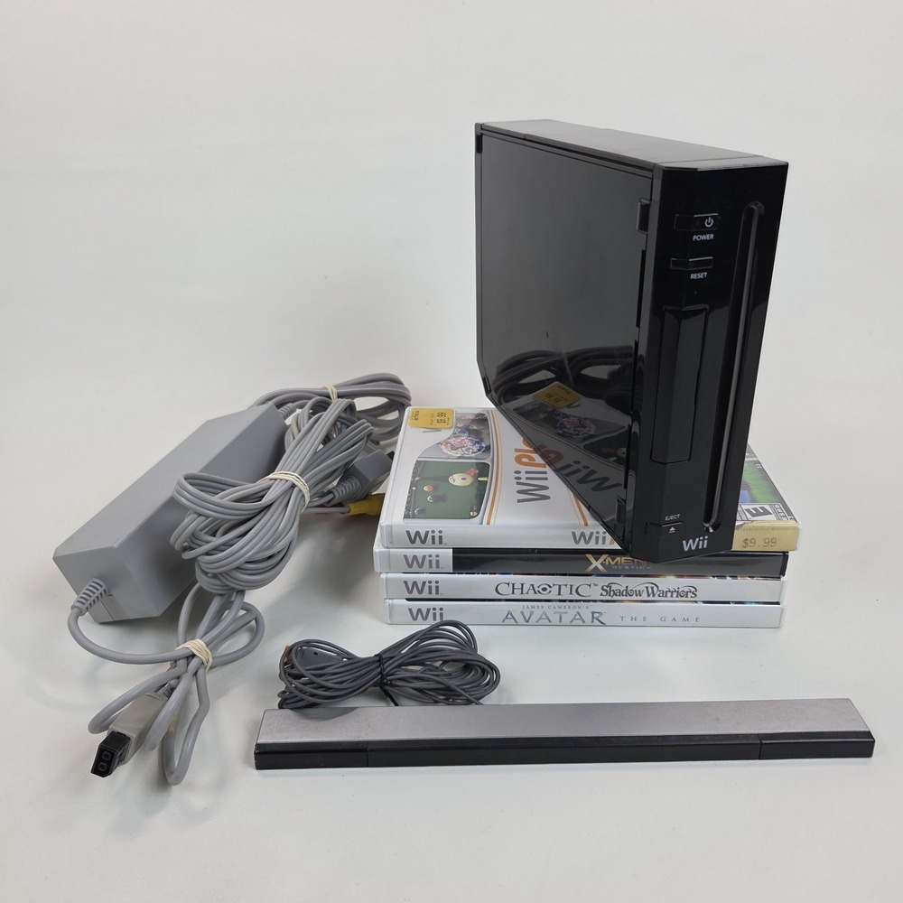 Nintendo Wii Console Bundle RVL-001 With‎ 4 Games Tested Works No Controller